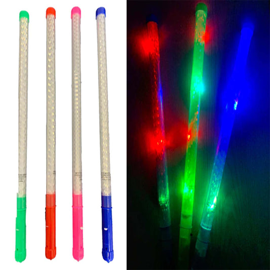 18" Checkered White Stick with Rainbow Flashing Lights 1 Piece Or Set of 12