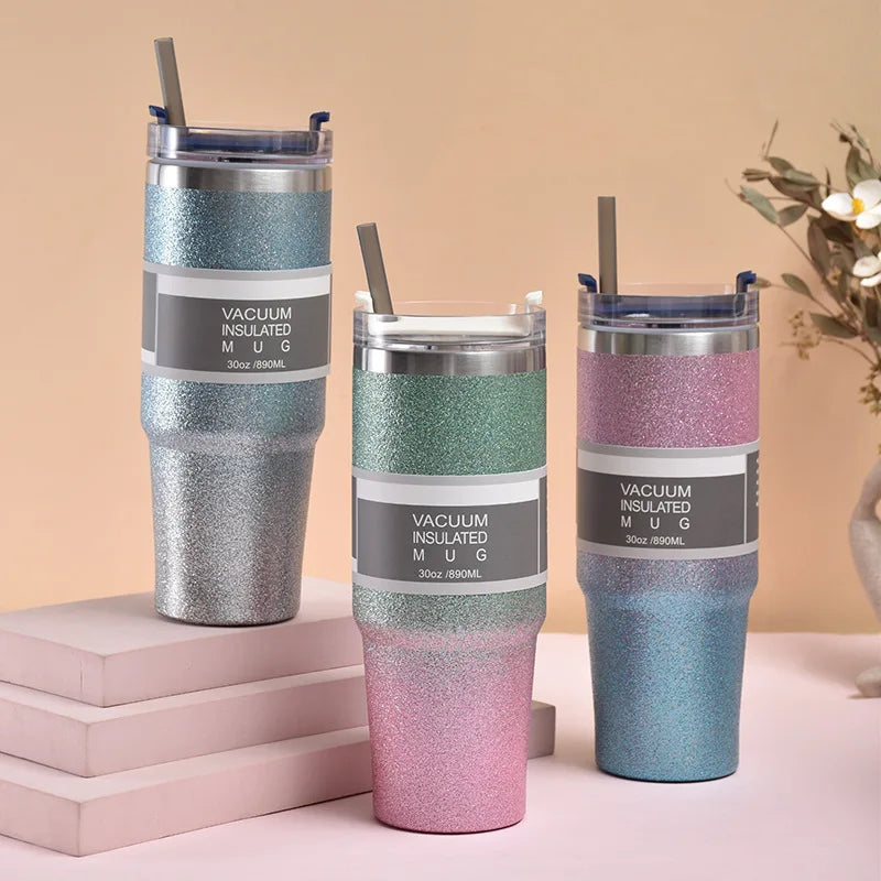 Stainless Steel Water Bottle with Straw - Tumbler