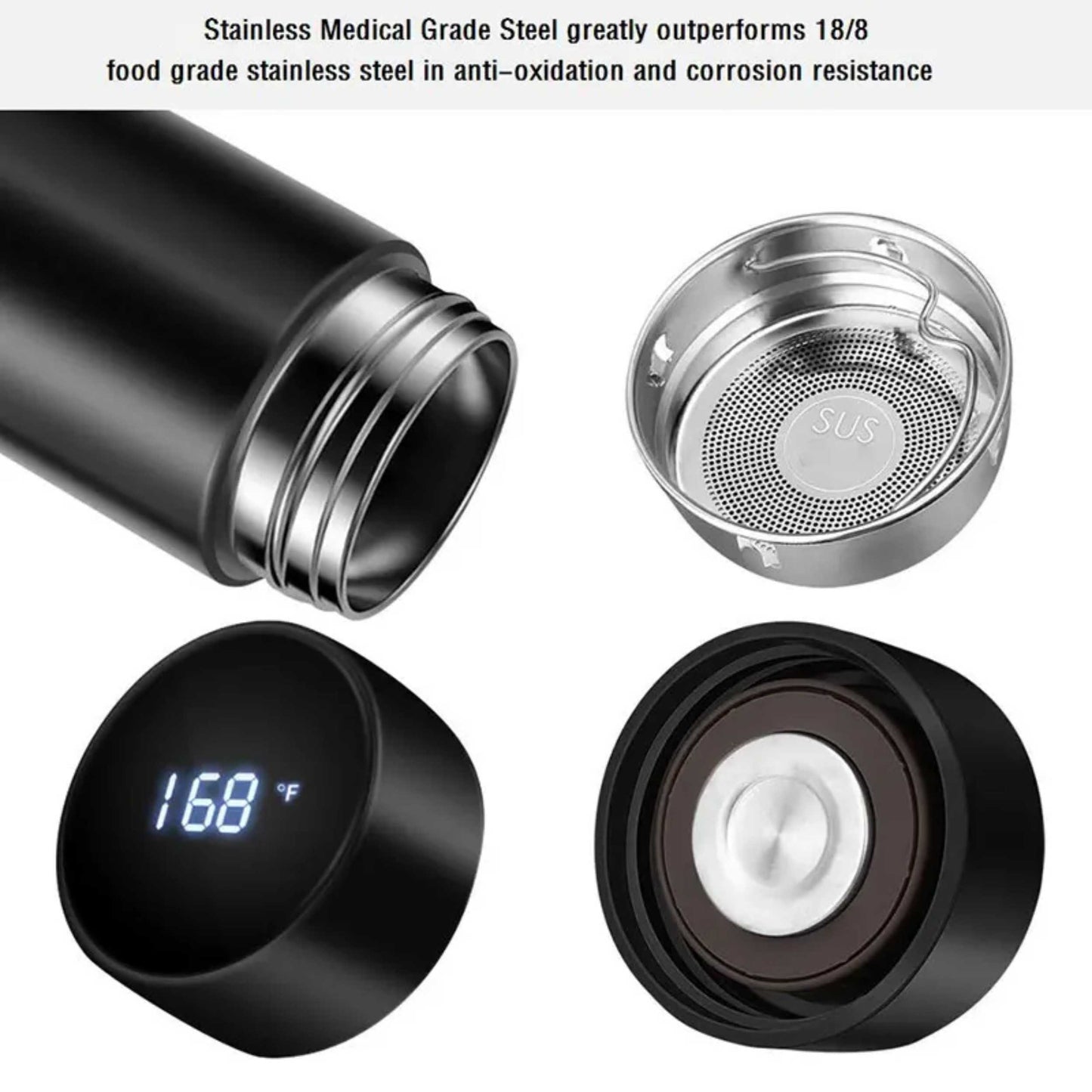 Smart Digital Stainless Steel Thermos Flask with LED Temperature Display – 500ml